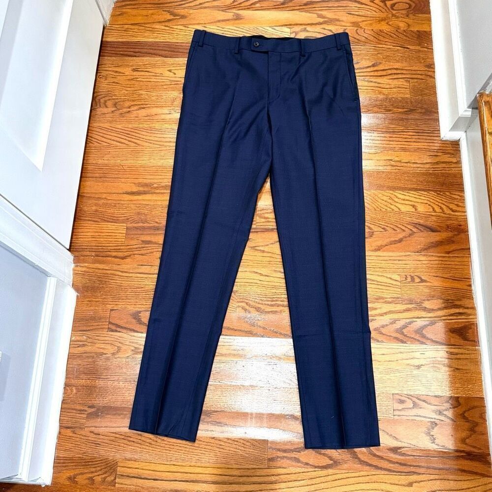 Paul Betenly Flat Front Blue Dress Pants. Vantage Wool. Size 35.